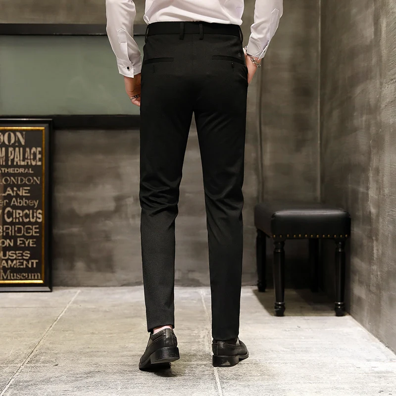 Pantalones clásicos de estilo Formal para hombre, ropa Formal elegante de caballero  para trabajo y oficina, color gris oscuro, color negro|Pantalones de traje|  - AliExpress