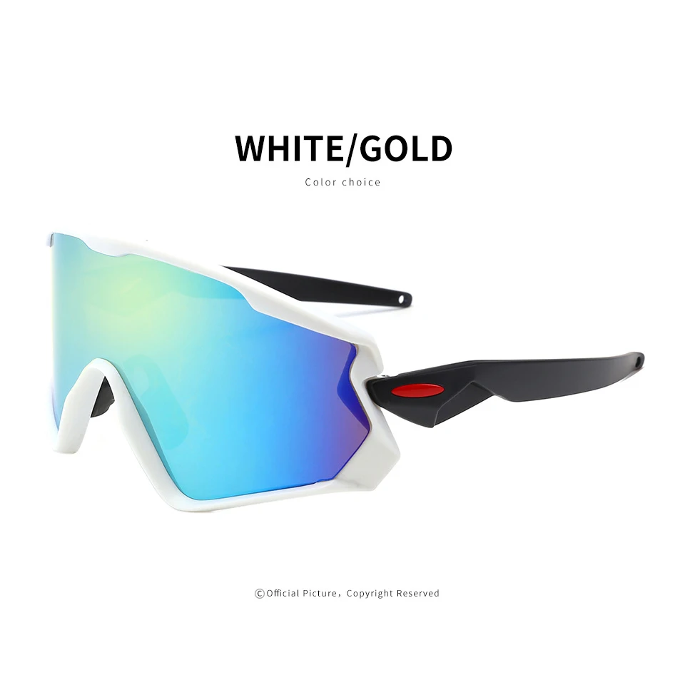 Polarized UV400 Lens Outdoor Sport Cycling Glasses Mtb Racing Road Bike Eyewear Men's Bicycle Sunglasses Running Goggles - Цвет: white gold