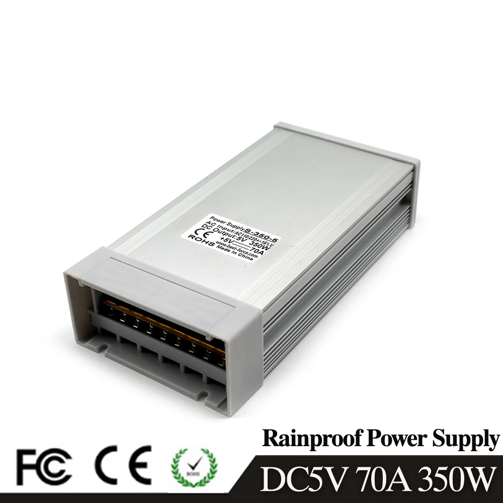 Одиночный выход DC5V 70A 350W непромокаемый драйвер импульсного источника питания AC