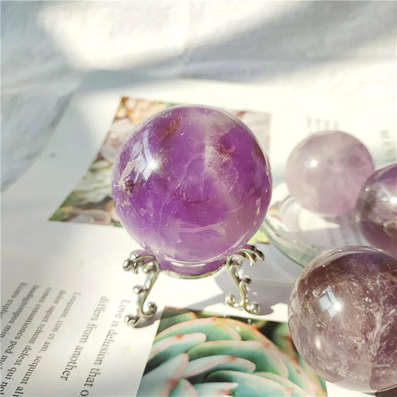 

1PC Natural Amethyst Ball Polished Globe Massaging Ball Reiki Healing Stone Home Decoration Exquisite Gifts Souvenirs Gift