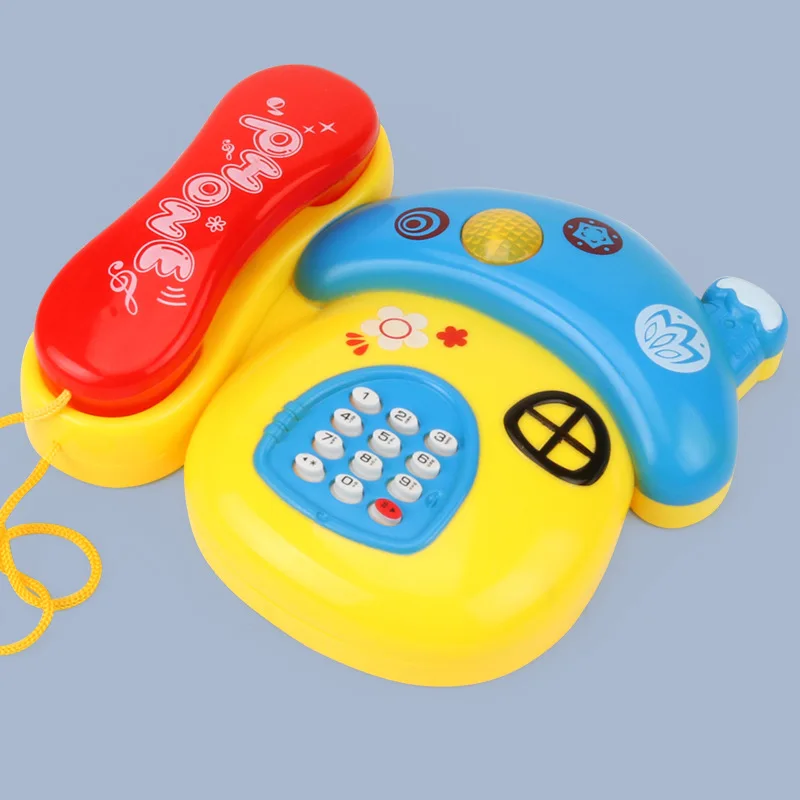 Sound Light Early Childhood 0-12 Months Cartoon Mushrooms Telephone Children Musical Electronic Toy Phone Random Color enlarge