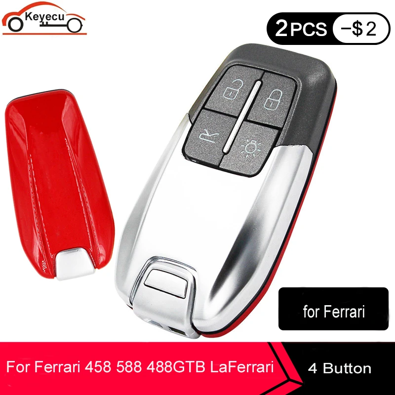 Новинка Сменный Чехол для автомобильного ключа KEYECU 2 шт./лот 4 кнопки Ferrari 458 588 488 GTB