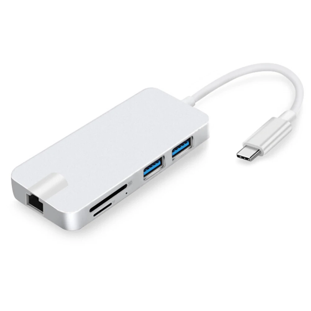 

8 In 1 HDMI Type-c For SD USB C Hub Portable Data Transfer Stable TF Card Power Adapter Lightweight Video Output Laptop