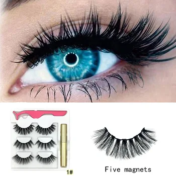 

3 Pairs Lashes Magnetic False Lashes Waterproof Mink Lashes Natural Eyelashes Lasting Eyeliner And Tweezers 3D Fake Lashes