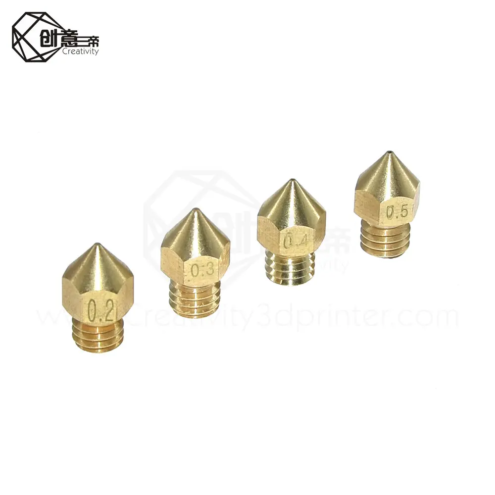 MK7 MK8 Nozzle 0.4mm 0.3mm 0.2mm 0.5mm Copper 3D Printers Parts Extruder Threaded 1.75mm 3.0mm Filament Head Brass Nozzles Part |