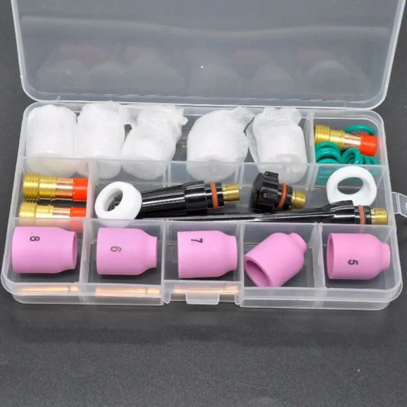 

31pcs/Set TIG Torch Gas Lens Glass Cup 12 Heat Resistant For WP 17 18 26 Tools