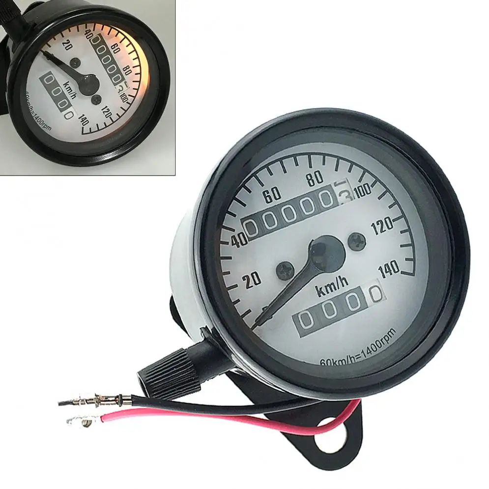 

1pcs Universal 12V 140km / h Dual Odometer Speedometer Gauge Speed Meter Night Light Backlight Suitable for Motorcycle