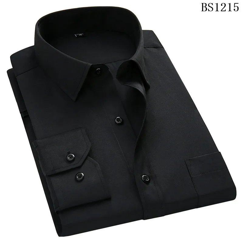 Мужская деловая Повседневная рубашка с длинными рукавами, Классическая полосатая мужская деловая рубашка, фиолетовая синяя рубашка, большие размеры 8XL 7XL 6XL 5XL 4XL - Цвет: Черный