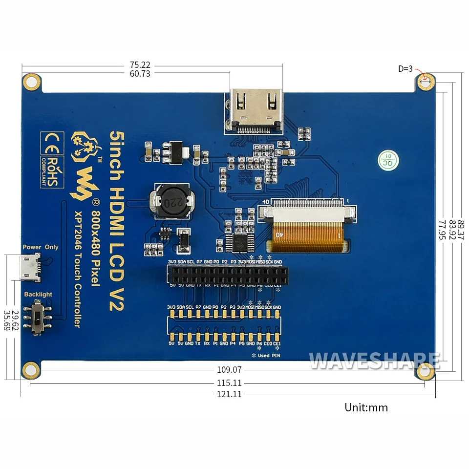   4/3/ 800x480 ػ HDMI LCD  5 ġ ׼ ġ ũ ̴ PC 