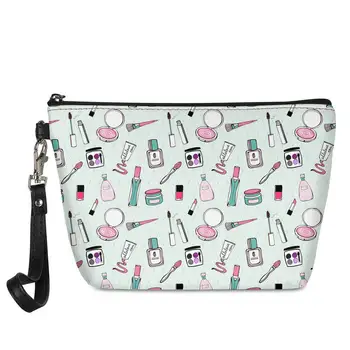 

INSTANTARTS Women Cosmestic Bags Cartoon Makeup Products Patterns Ladies Travel Portable Handbags Small Make Up Storage Bag