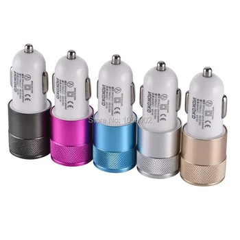 

matal Dual USB Car Charger Adapter For iPhone 5 6 6s 7 Samsung S6 S7 edge Mp3 gps speaker