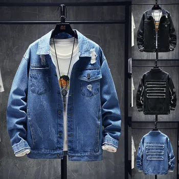

Men's Autumn Winter Casual Long Sleeve Turn-down Collar Denim Jacket Coat Clothing US Size Up to 3XL Hip Hop Slim Fit Pilot Coat