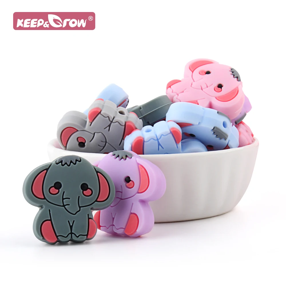 

BPA Free Animal Silicone Beads Elephant Cartoon DIY Molar Toys Baby Oral Care Rodents Chewable Baby Products Tiny Rod Pandents
