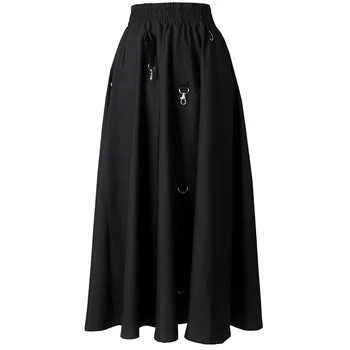 

2020 New Spring Vintage Black Skirt Personality Women's Iron Hoop Ankle-length Skirt Female