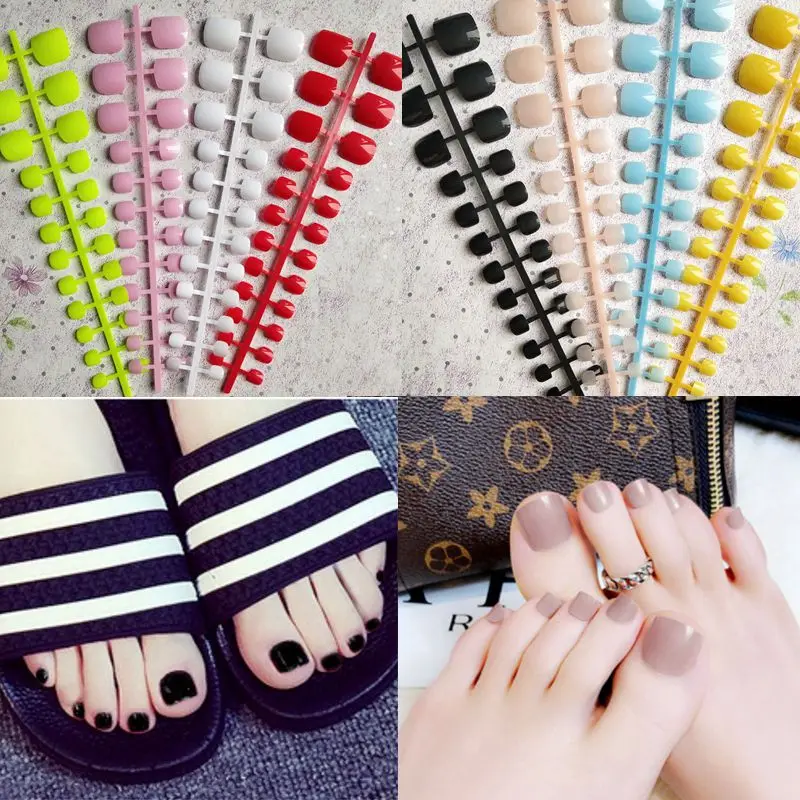 

5pcs Short Impress False Nails For Feet Colored Red Fake Toe Nails Artificial Faux Ongles Pieds White Toenails Nail Art Manicure