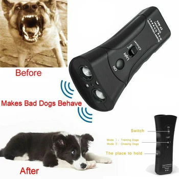 

New Ultrasonic Dog Training Repeller Control Trainer Device 3 in 1 Anti-barking Stop Bark Deterrents Dogs Pet Training Device