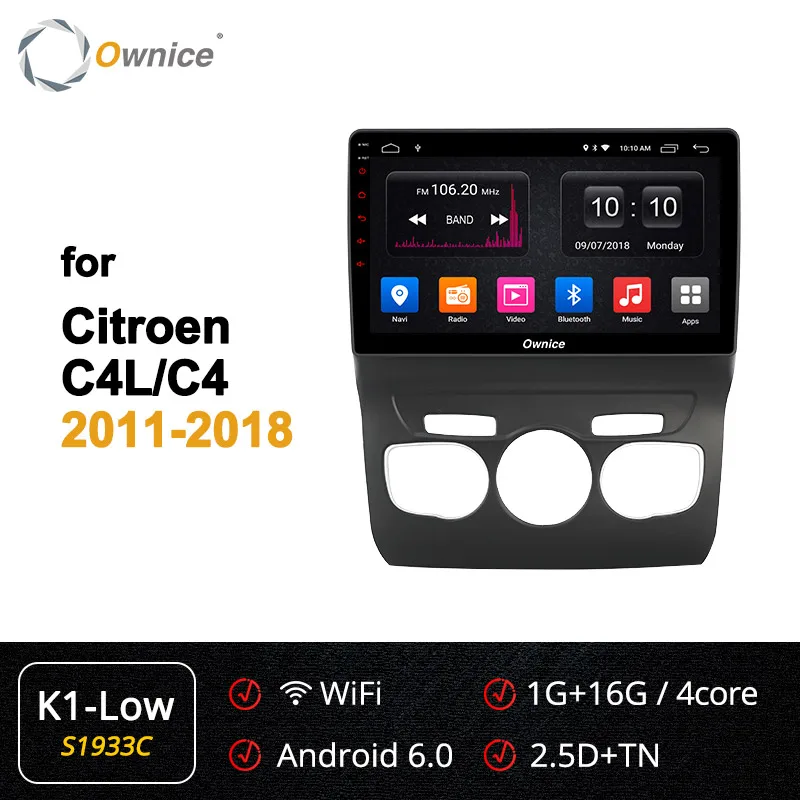 Ownice 8 ядерный Android 9,0 автомобильный DVD gps Navi плеер Автомобильный стерео k3 k5 k6 для Citroen C4 C4L 2011- радио 4G LTE DSP оптический 360 - Цвет: S1933 K1-Low