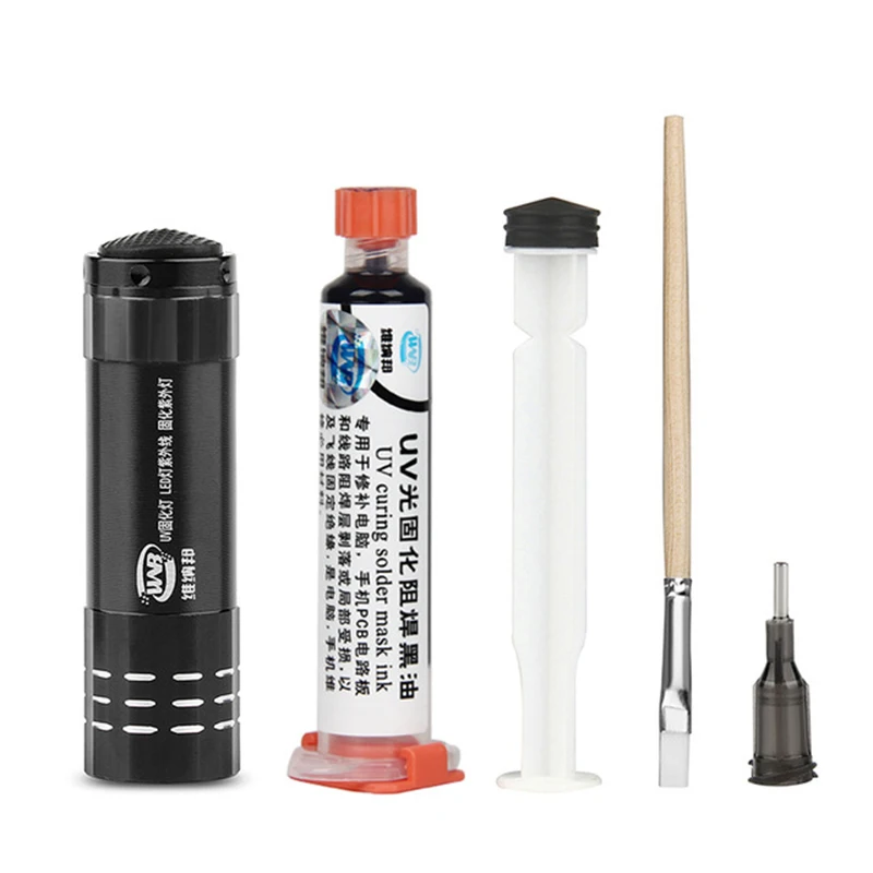

10CC UV Curing Solder Mask Ink PCB Paint Prevent Corrosive Arcing UV Photosensitive Black Oil for iPhone Motherboard Rework Tool