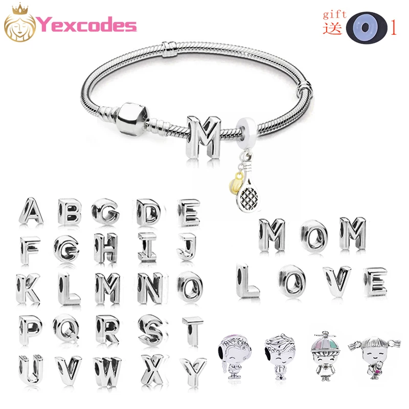 High Quality Brand Snake Bone Chain DIY English Alphabet A-Z Crystal Charm Beads Suitable for Original Bracelet Jewelry | Украшения и