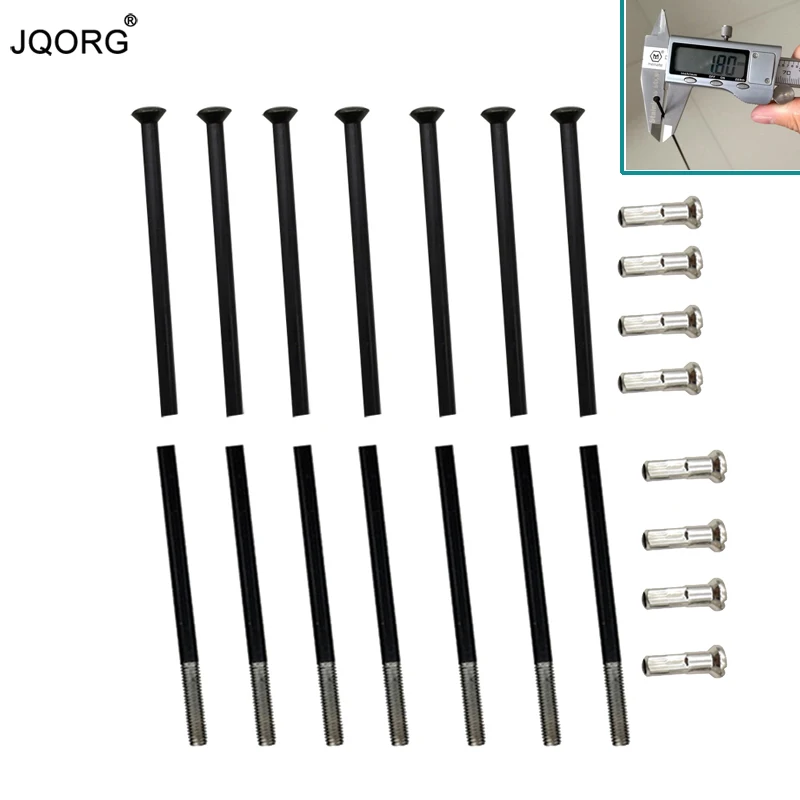 15 Gauge Diameter 1.8mm Straight Head Pull Mountain Bike Wheel Spokes Black Color 304