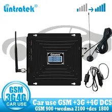 Lintratek автомобильный Ретранслятор с тремя полосами GSM 900 WCDMA 2100 LTE 1800 2G 3g 4G усилитель сигнала Сотовый телефон GSM усилитель в автомобиле