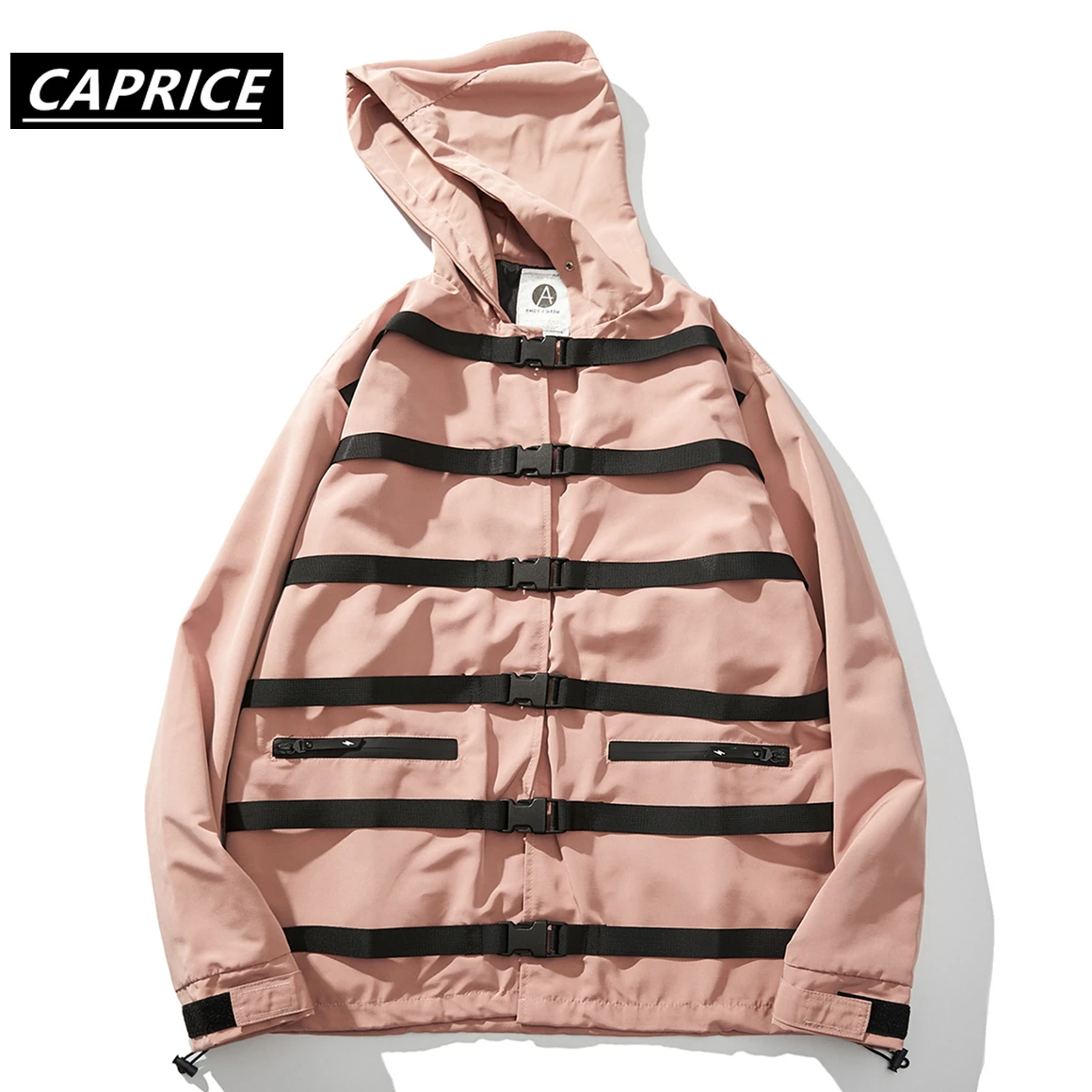 

2019 Hip Hop Letter Printed Mens Jackets Harajuku Multi Ribbons Male Tops Fashion Casual Cotton Cargo Coats Streetwear