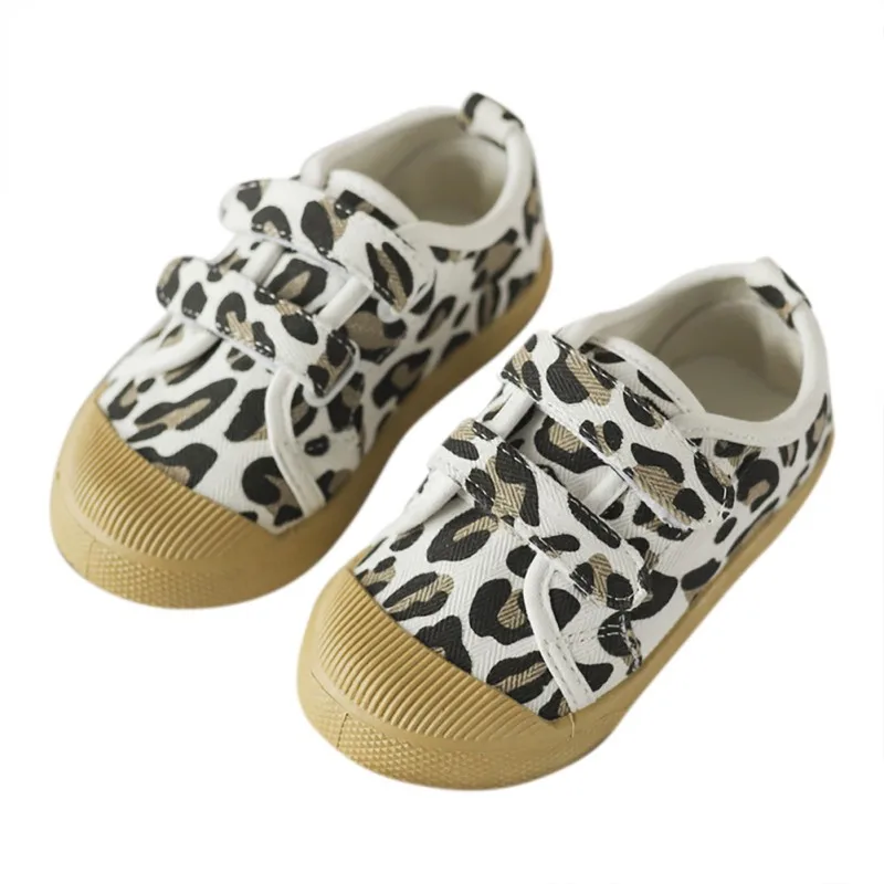 D Обувь для маленьких девочек и мальчиков; детская повседневная парусиновая обувь с леопардовым принтом и мягкой резиновой подошвой - Цвет: D