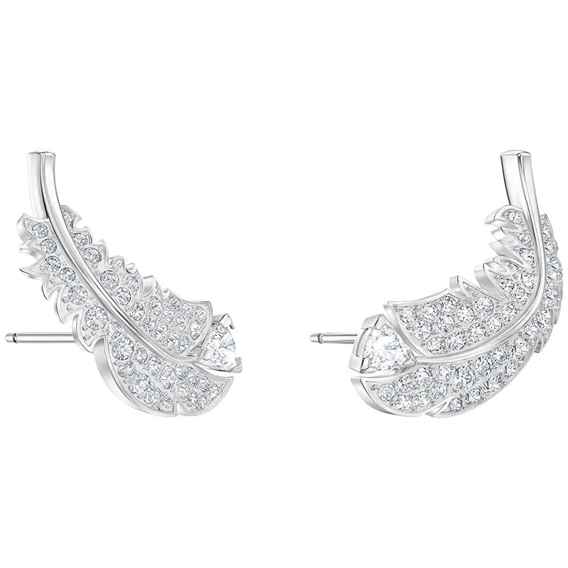 Gorgeous Feather Stud Earrings for Women Wedding 925 Silver - Image 5