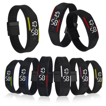 

Fashion Men Digital Watches Women Bracelets Sports LED Electronic Candy Silicone Wrist Watch for Children Kids zegarek damski