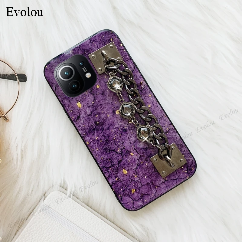 Ốp Viền Chỉ Vàng Bo Dành Cho Xiaomi POCO M3 X3 NFC 10T 11 Redmi Note 9 Pro 9T Che Lấp Lánh bling Kim Cương Đá Quý Vòng Tay Chuỗi Dây Đeo Lưng