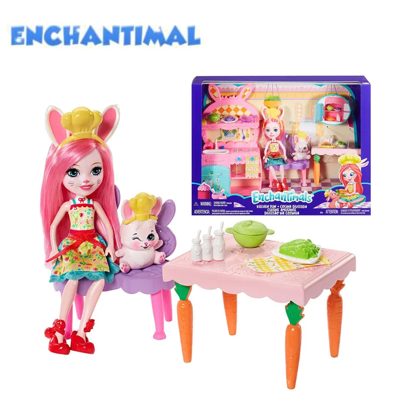 

2019 Enchantimals Room Playset and Doll Assortment Bree Bunny&Twist Kitchen Fun Collectible Model Dolls Toy for Girls Gift Toys