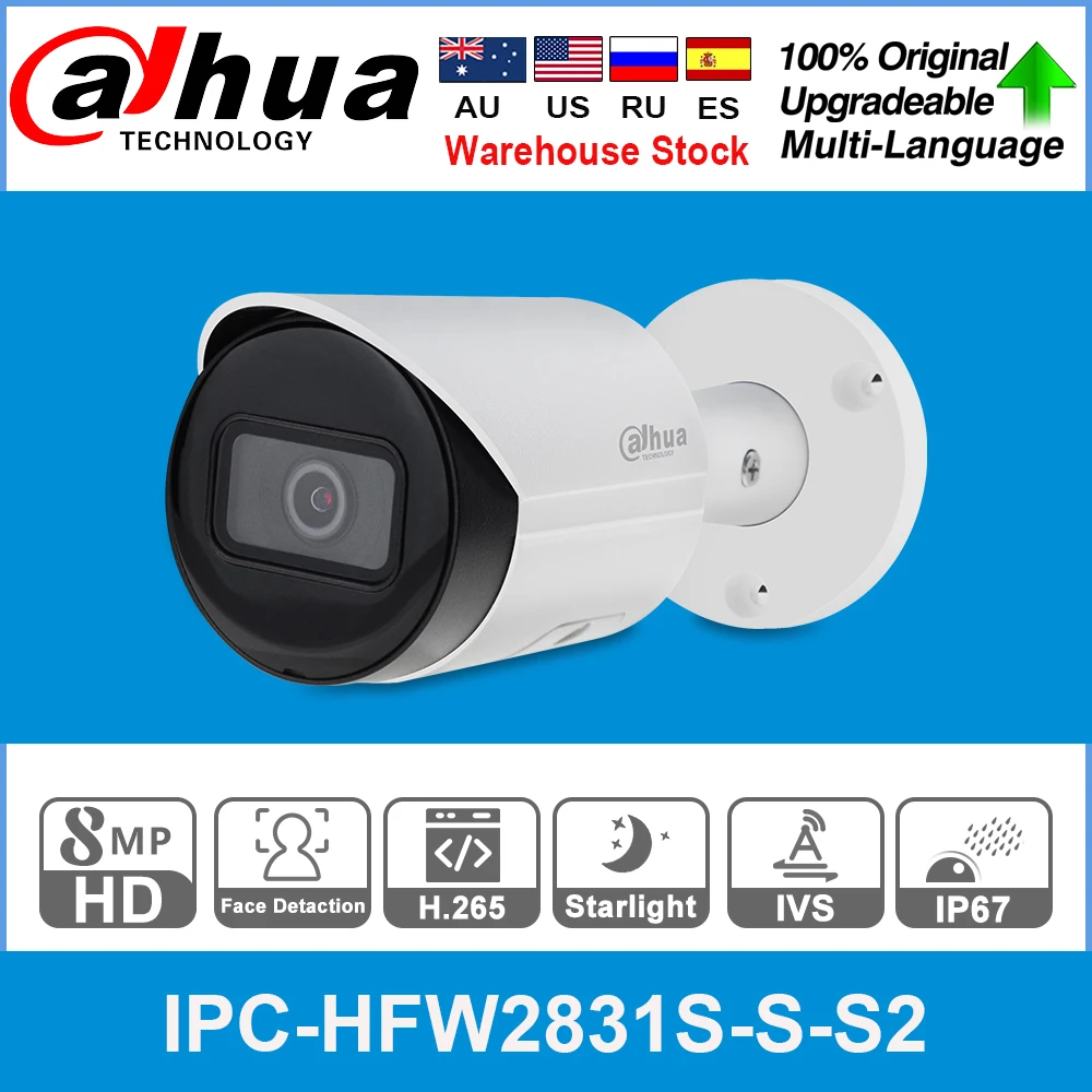 Сетевой видеорегистратор Dahua оригинальный IPC HFW2831S S S2 8MP 4K POE IP камера Слот для карты SD H.265 + возможностью