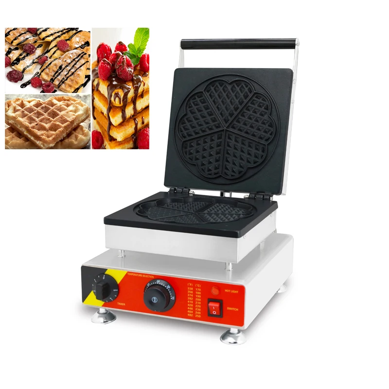 

Commercial Electric Heart-shape Waffle Machine Stainless Steel Cake Maker 5 Moulds Non-stick Cooking Surface 220V 110V CE