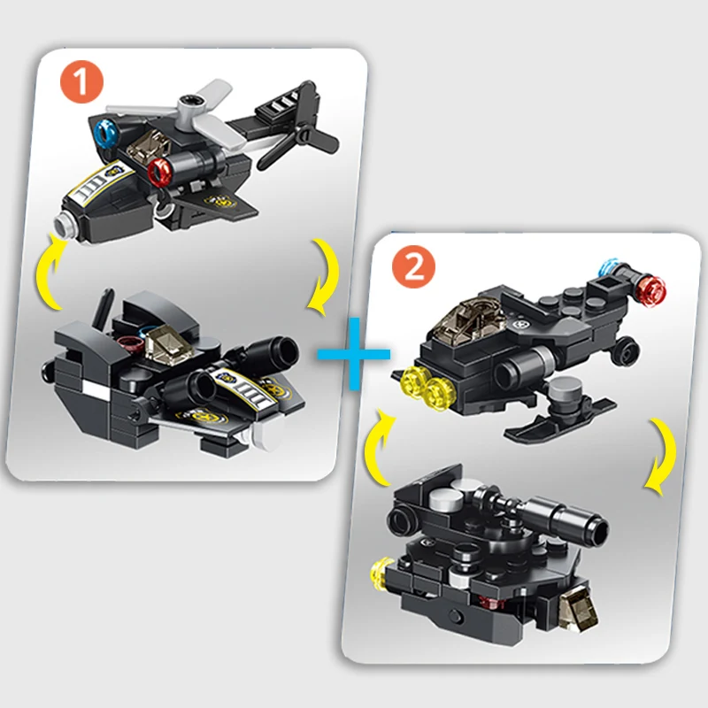 Строительные блоки городская Инженерная пожарная машина военный корабль автомобиль истребитель полицейский боевой самолет патрульная лодка игрушки подарок для мальчика Дети - Цвет: Black-N0.1-NO.2