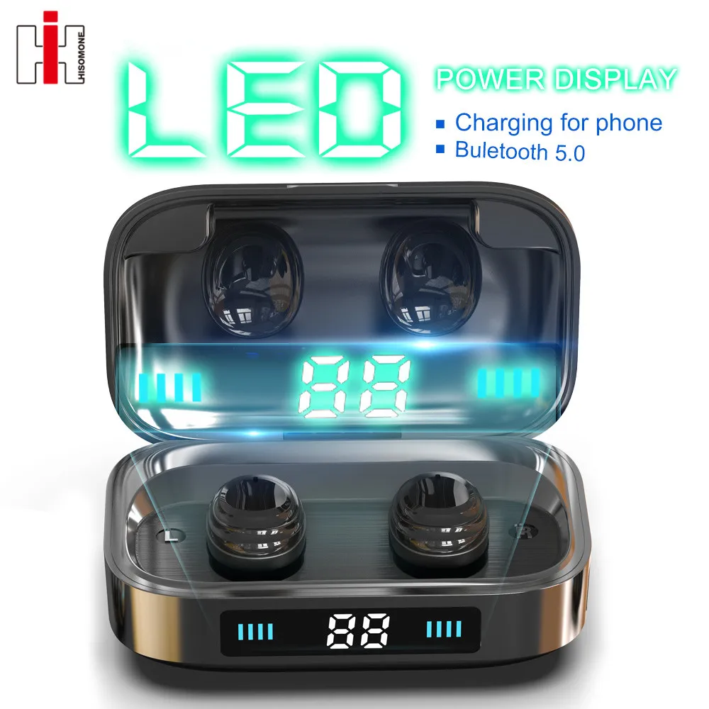 

Wireless Earphone Bluetooth 5.0 TWS Wireless Bluetooth Headphone LED Display With 2000mAh Power Bank Headset With Microphone