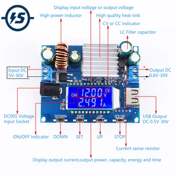 

Adjustable Automatic Step UP DOWN Voltage Converter LCD Display DC-DC 5V 12V 24V Buck Boost Power Supply Module 35W 4A CVCC