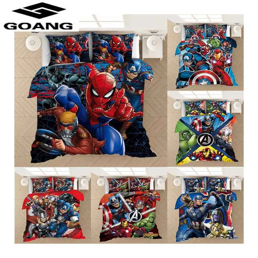 

GOANG 3D cartoon Spider-Man kids Bedding Set Duvet Cover Pillowcase Home Textile Adult Children Gift Queen King Size Bedding Set