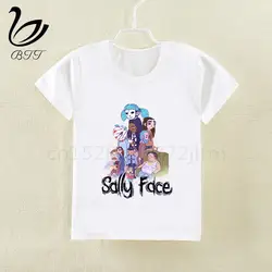 Новинка; белая футболка с принтом Sally Face; футболка для девочек с короткими рукавами и круглым вырезом; летние топы; повседневная детская