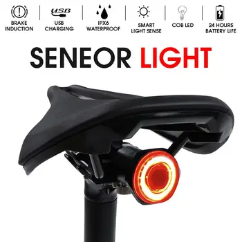 

IPX6 Waterproof LED Bicycle Lights Intelligent Induction Brake Taillight Mountain Bike Tail Lamp USB Charging Seneor Bike Light