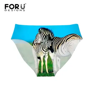 

FORUDESIGNS Zebra Couple Pattern Women Panties Blue Animal Prints Panty Sexy Elastic Briefs For Girls Cute Underpants Underwear