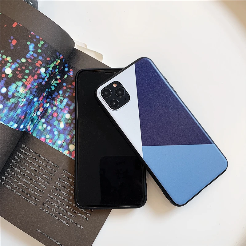 Синие комбинированные цветные чехлы для телефонов для iphone 11promax XS Max X XR 8 7 Plus, модные сетчатые комбинированные Чехлы в полоску, мягкие ТПУ чехлы