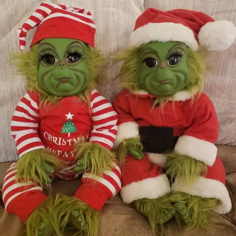 Christmas Grinch Legendary Elves Plush Doll Toy Kawaii Green Hair