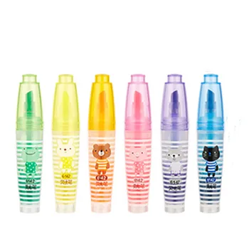 

New Arrival Brand Mini Reading Mark Pen 6pcs/lot Colorful Handle Highlighter School Stationery Free Shipping