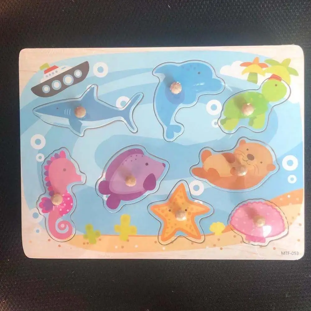 dolphin Деревянные Монтессори для малышей, геометрическая форма, пальцы, панель, форма, цветные сортировщики, матч, пазлы, игрушка для раннего обучения детей, детский сад - Цвет: dolphin