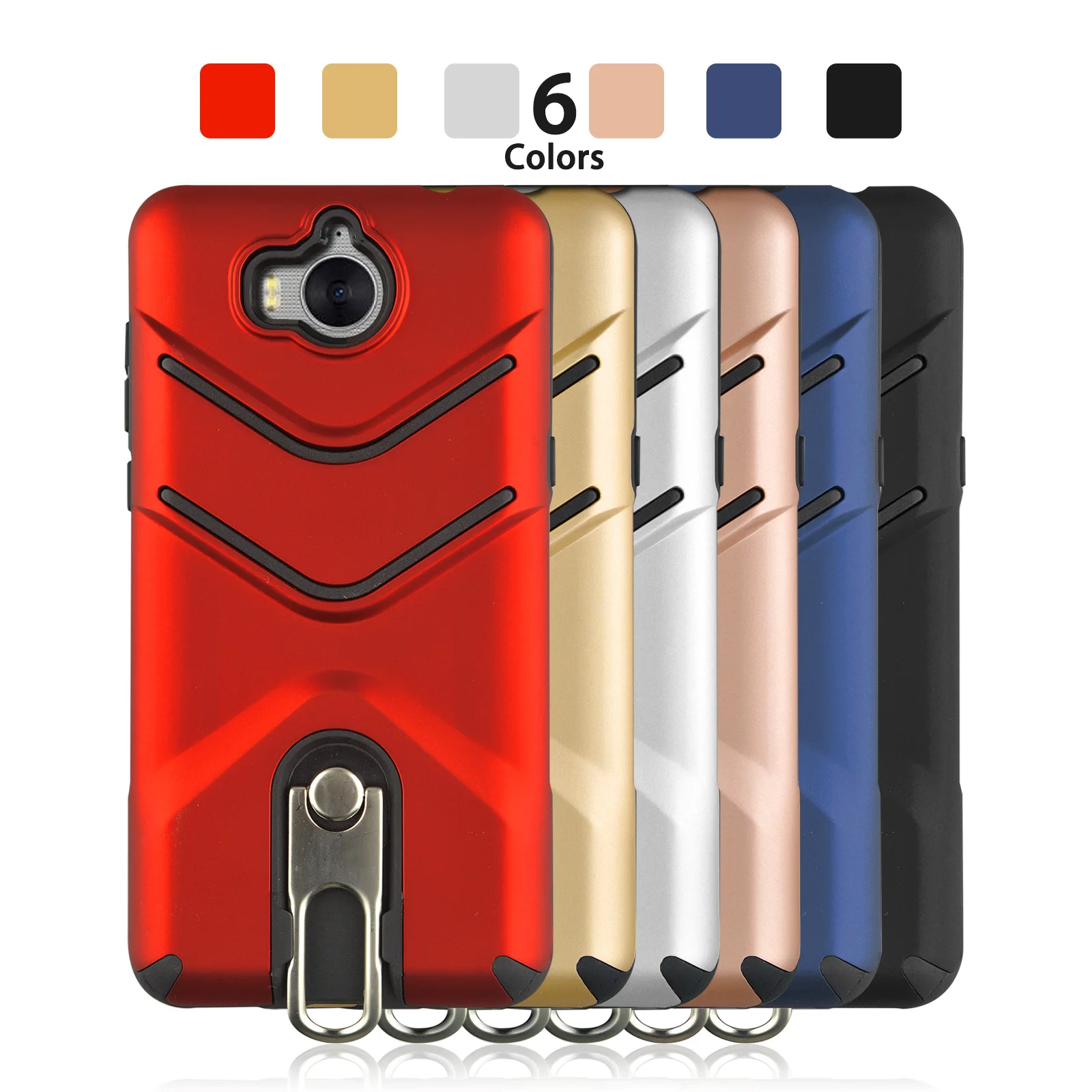 For Huawei Y5 2017 TPU + PC Hybrid Cover Protective Shell Frosted Hand Touch Transformer with Rotating Bracket Phone Case Coque |