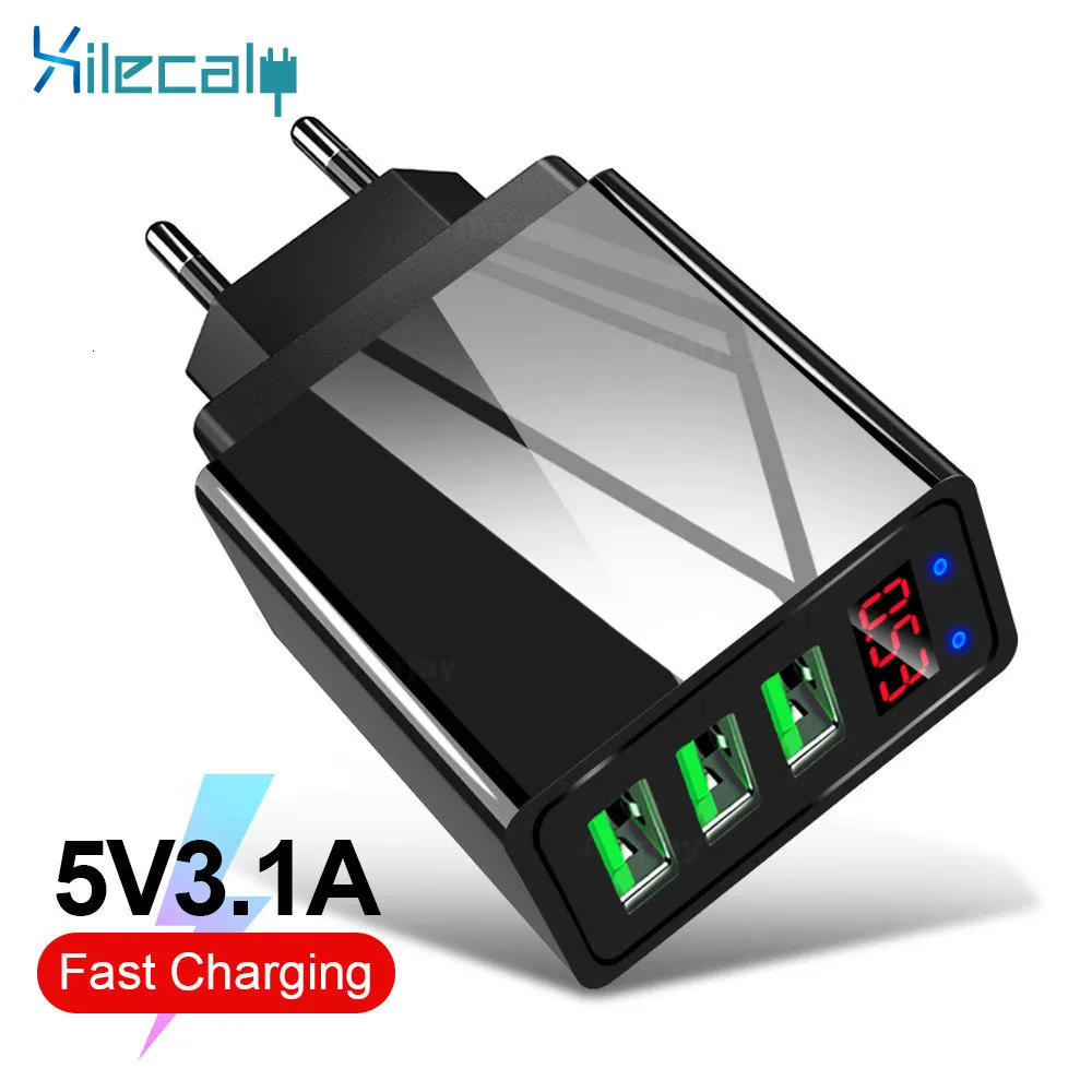 Xilecaly Цифровое зарядное устройство для телефона с 3 портами USB 3A Max умное быстрое