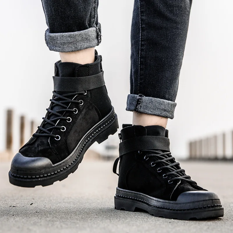 

New Style Men Martin Boots 2019 Autumn Korean-style Casual Versatile Work Shoes Cool Buckle Trendy Shoes