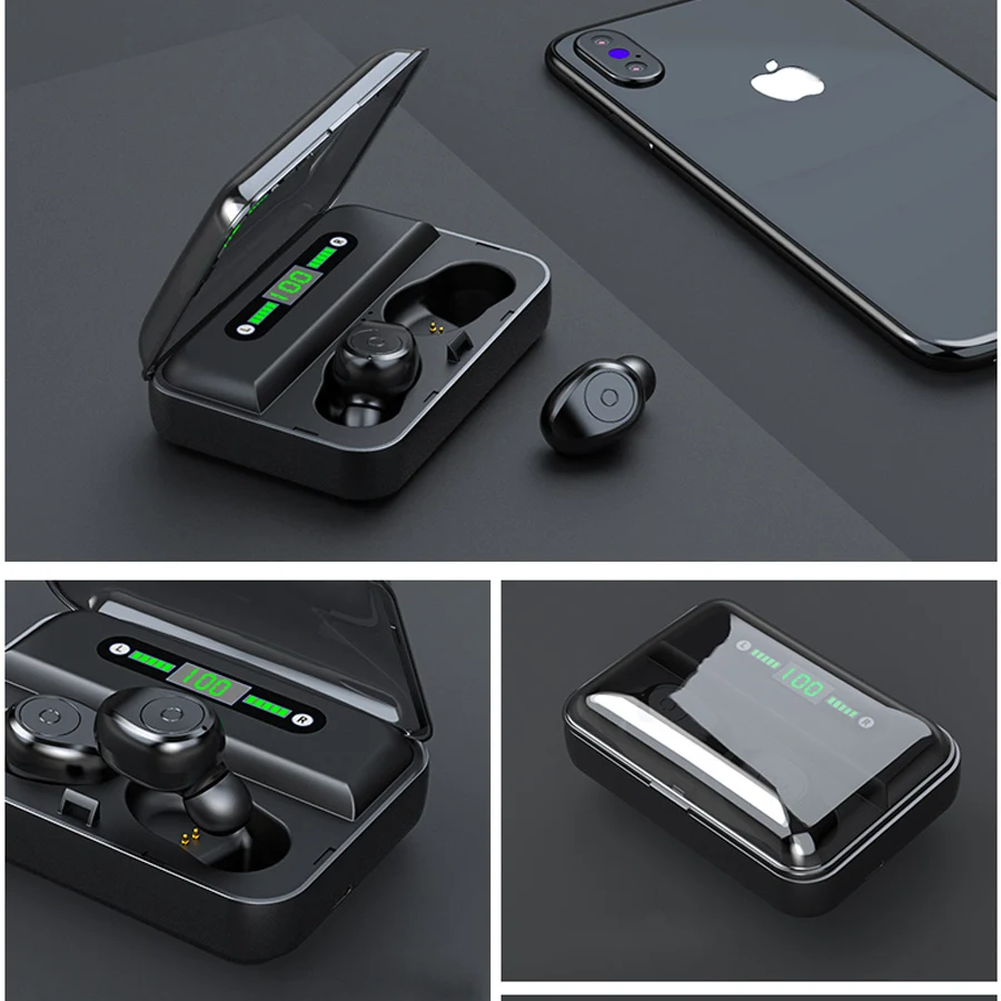 V5.0 TWS беспроводные Bluetooth наушники HD 8D стерео наушники с шумоподавлением игровая гарнитура с микрофоном 1500 мАч Внешний аккумулятор