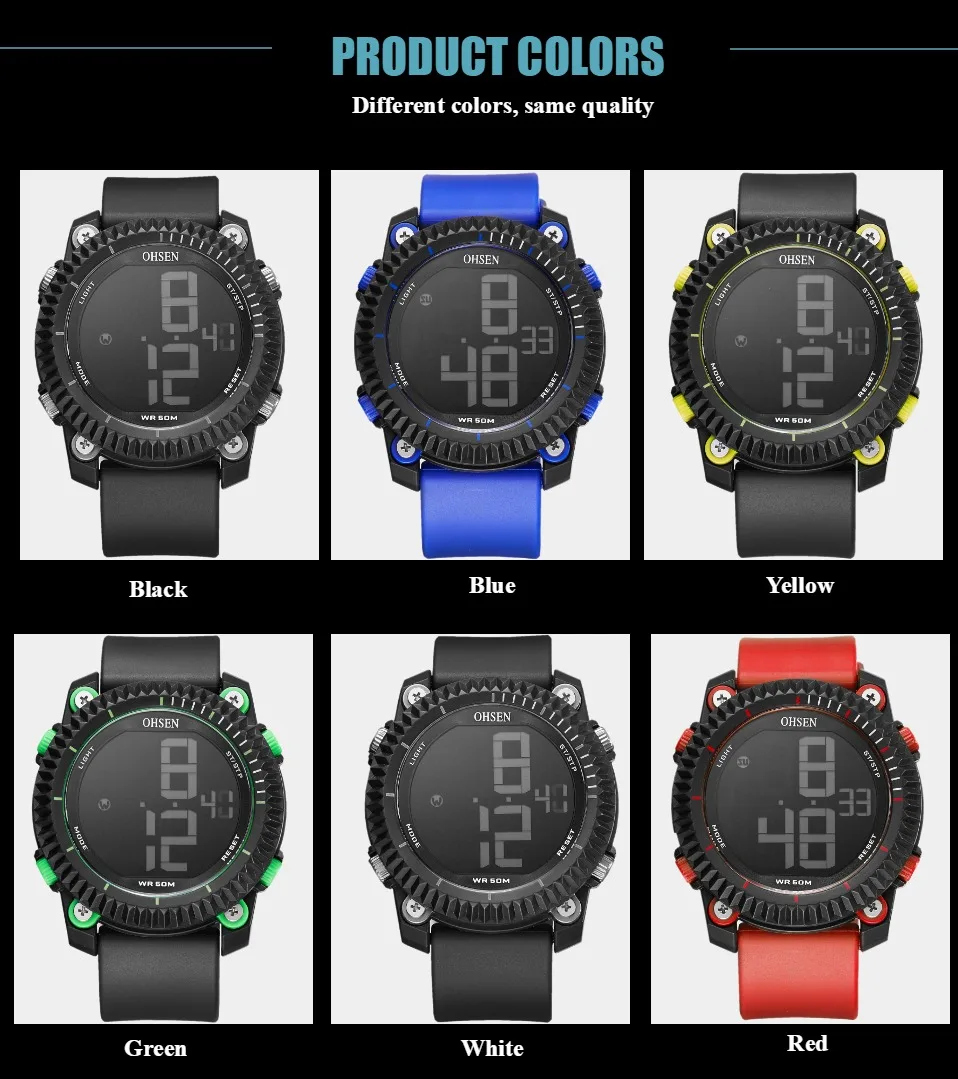 Мужские спортивные электронные часы с резиновым ремешком 50 м|clock brand|clock fashionclock alarm