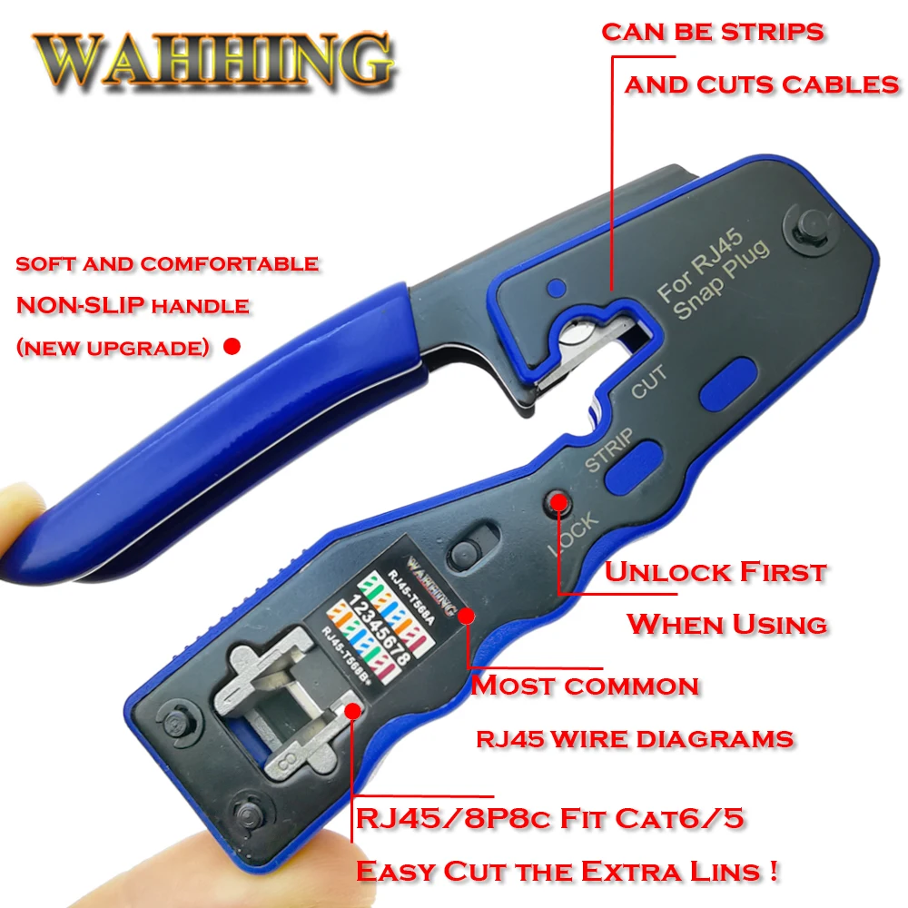 RJ45 Tool Network Crimper Crimping Tools Stripper Cuting Ethernet Cable Fit RJ45 Cat6 Cat5e Cat5 STP Plugs RJ45 Connector New